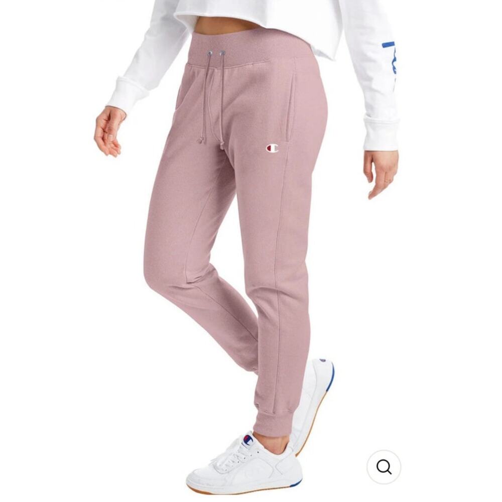 Champion Womens French Terry Pink Beige Sweatpants Cotton Joggers Small NEW